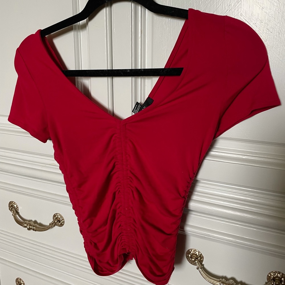 Forever21 Red Ruched Top